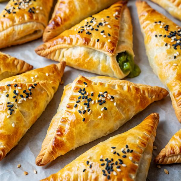 Knusprige Käse-Spinat-Dreiecke aus dem Ofen