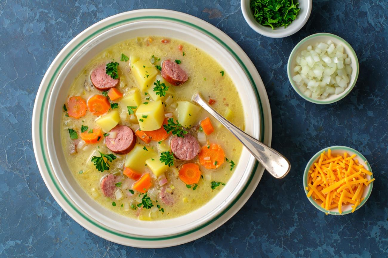 Kartoffelsuppe mit Würstchen nach Omas Rezept